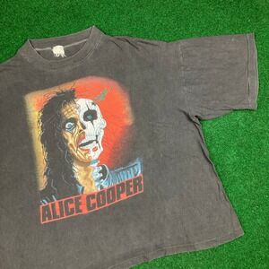 Vintage Alice Cooper Shirt Mens XL Black 1989 Trash Single Stitch Rock 80s Crop